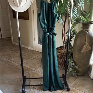 Elegant Green Satin Jumpsuit